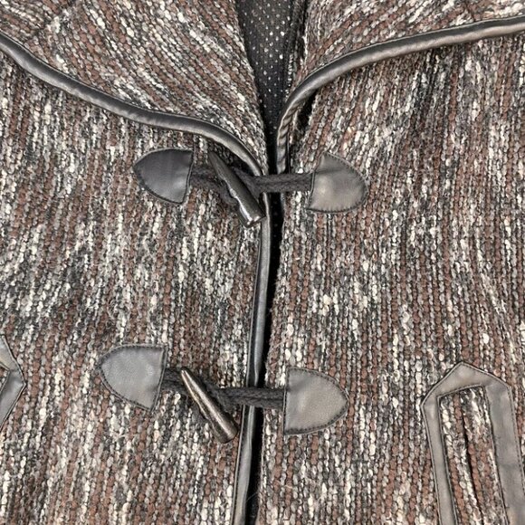 Northern Reflections Brown Black Wool Blend Toggle Closure Pea Coat Sweater L - Picture 12 of 13
